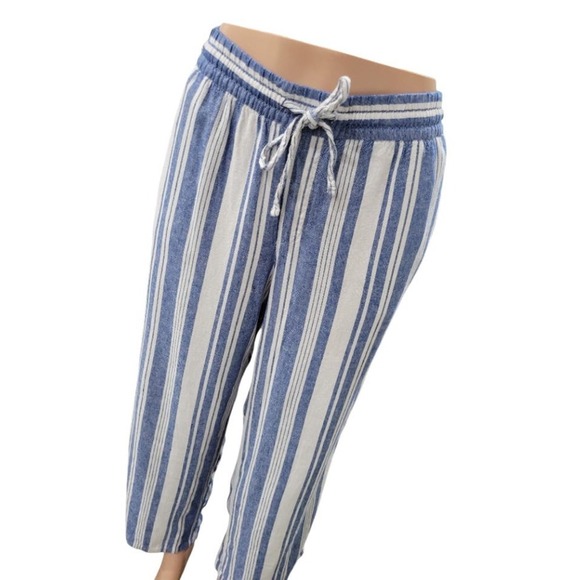 Old Navy Women's Pull On Drawstring Waist‎ Linen Blend Wide Leg Cropped Pants - Picture 2 of 12